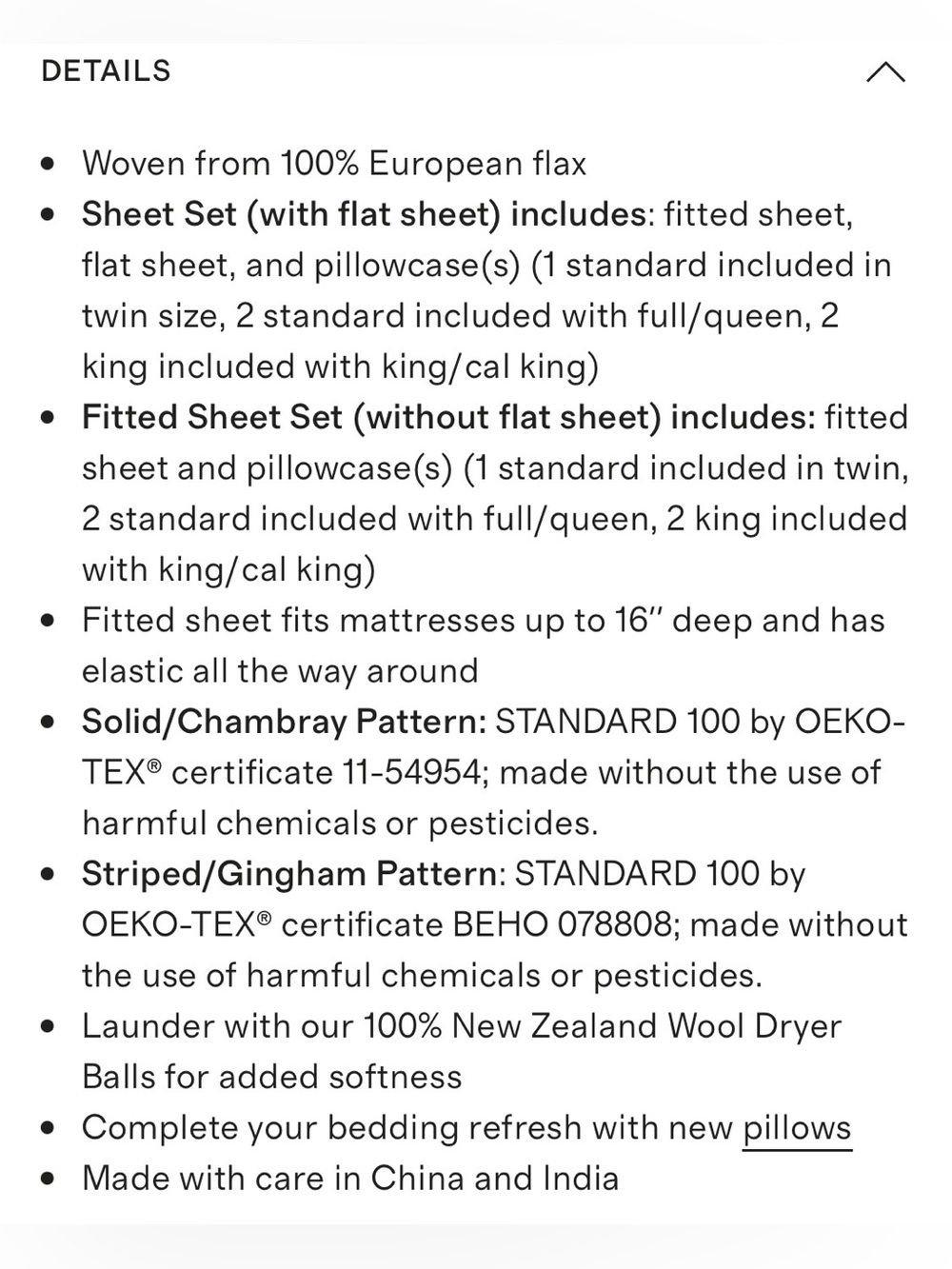 NWT Quince European Linen 4 Piece Sheet Set, King (Toffee) - Picture 7 of 8